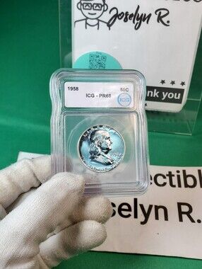 1958 Proof Franklin Silver Half Dollar ICG PR68 50C Blast White Mirror Fields